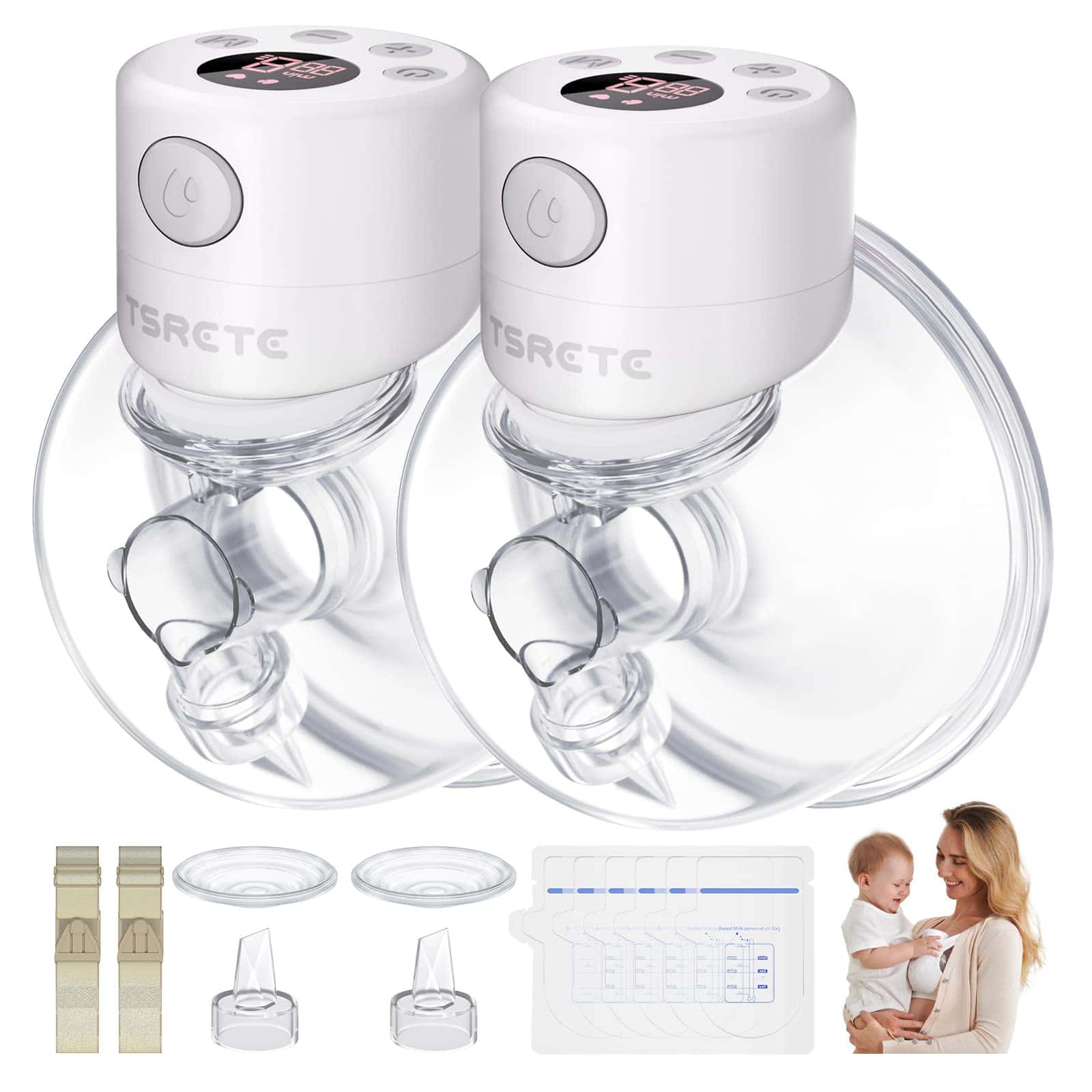 Extractor de leche TSRETE, Doble -Blanco