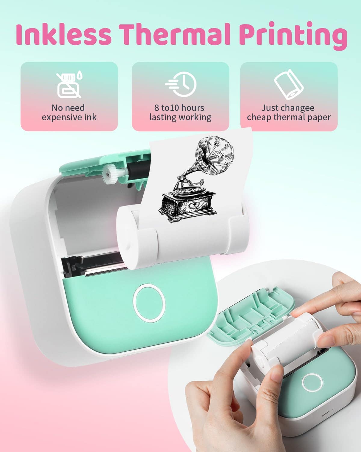 Impresora de Pegatinas Ponek - T02 Mini Impresora Térmica - Imagen 10