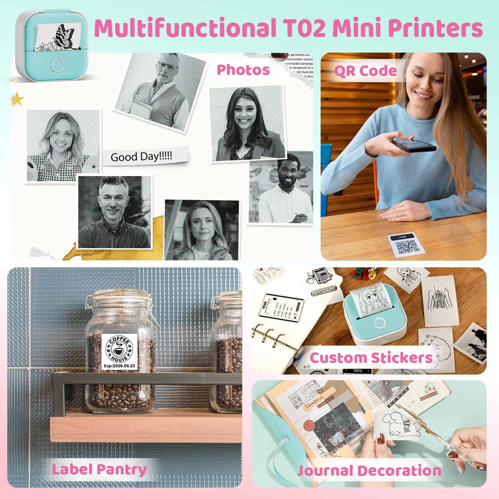 Impresora de Pegatinas Ponek - T02 Mini Impresora Térmica - Imagen 5