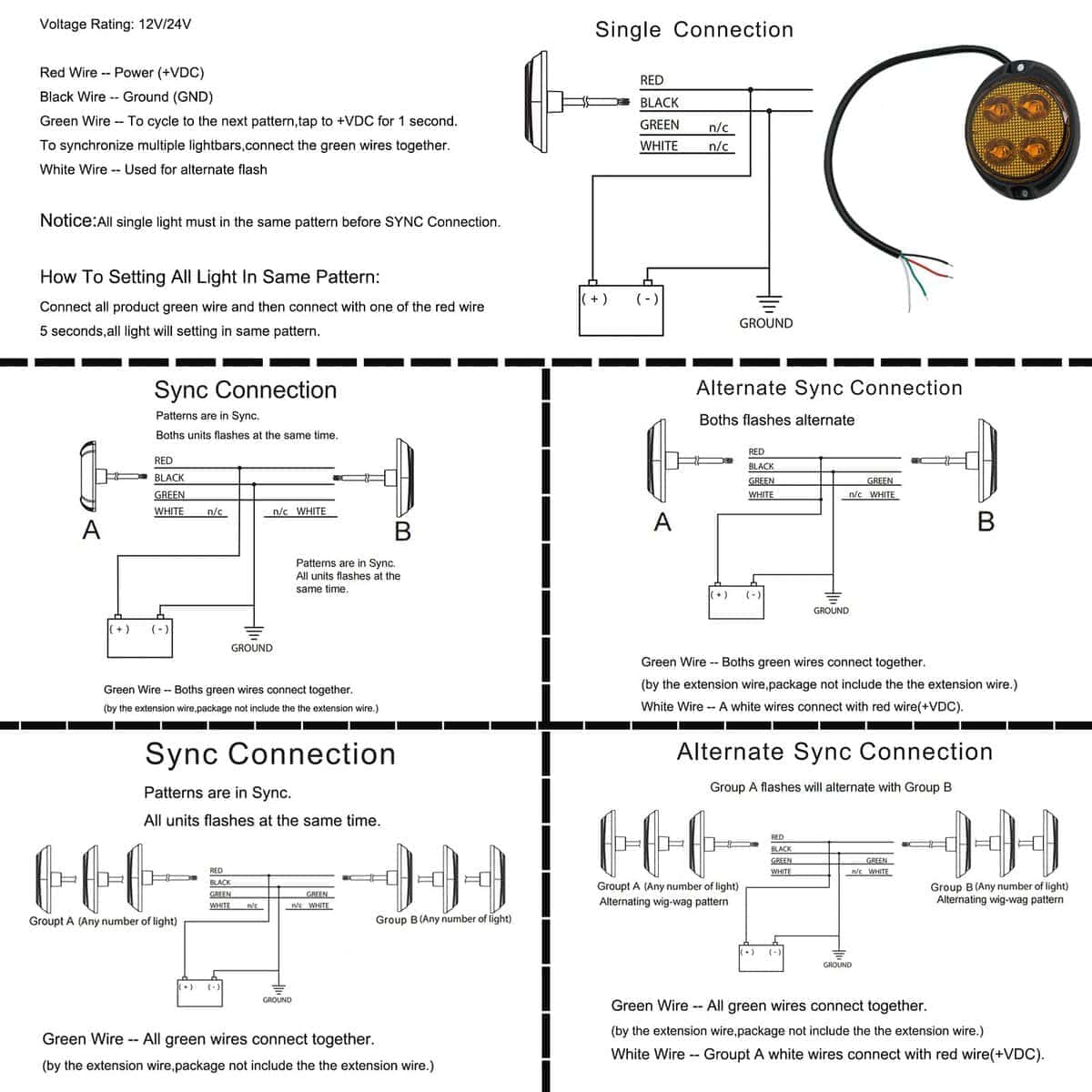 Luces estroboscópicas intermitentes de LED ámbar DUNTUO - Imagen 7