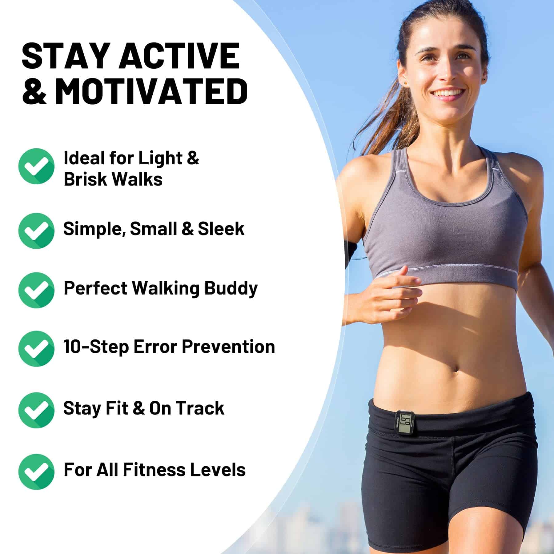 NESKLA Podómetro 3D para Caminar, Contador de -Negro - Imagen 6