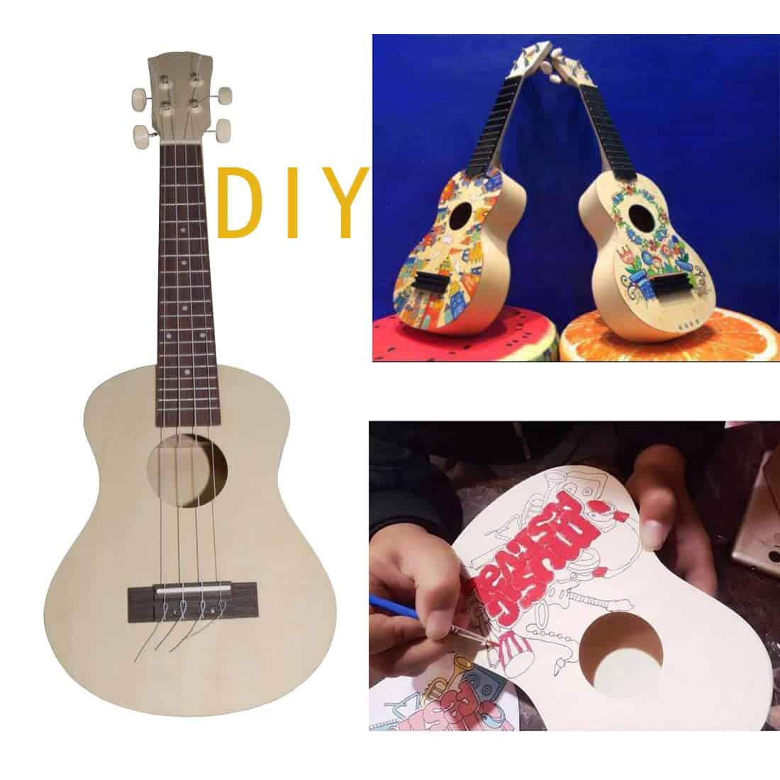 Kit de Ukulele DIY, 21 pulgadas 23 pulgadas Basswood Haz tu - Imagen 4