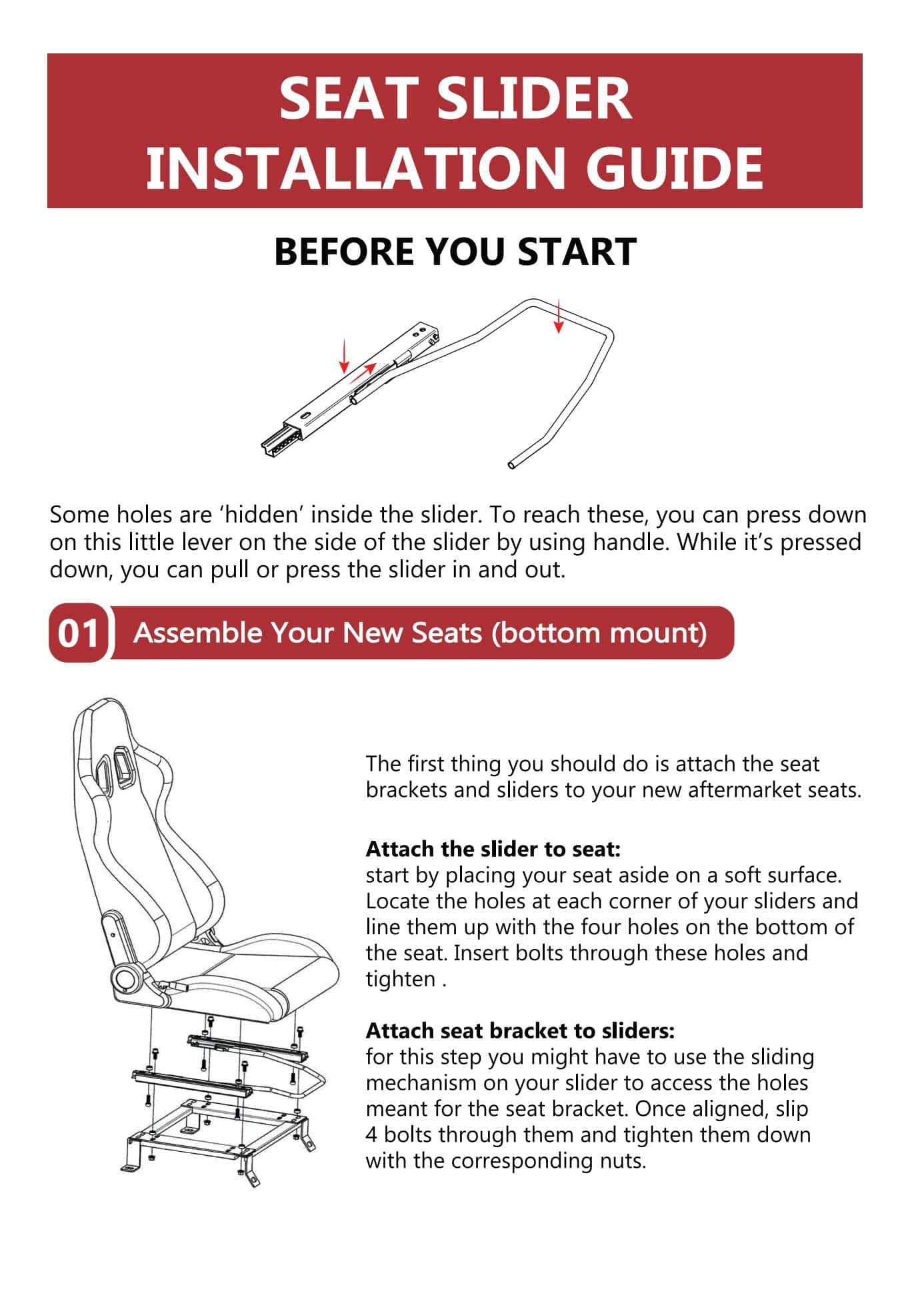Racewill Seat Slider, Kit de Ensamblaje de Rieles de - Imagen 8