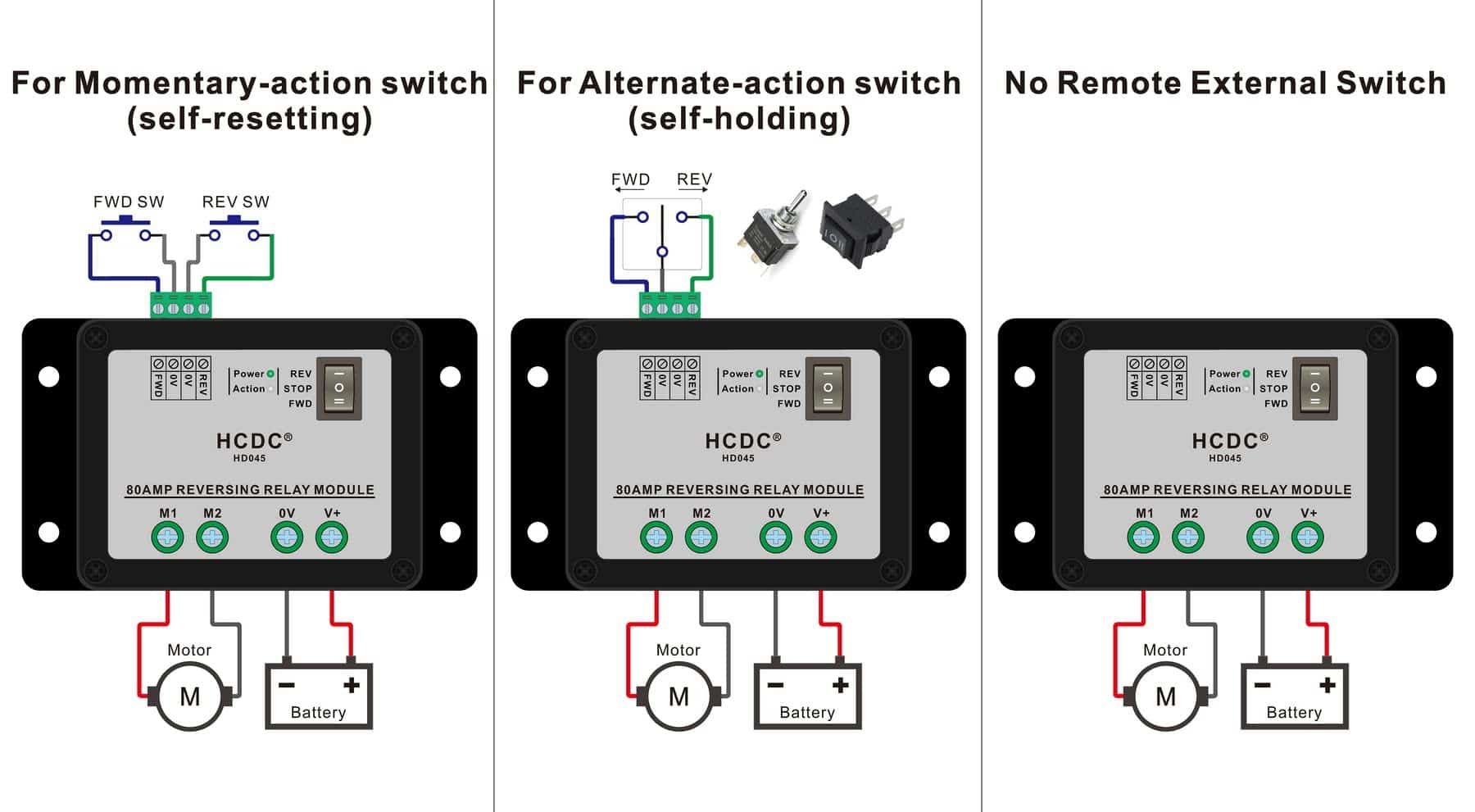 Módulo de relé de avance y retroceso de 80 amperios de 24V - Imagen 3