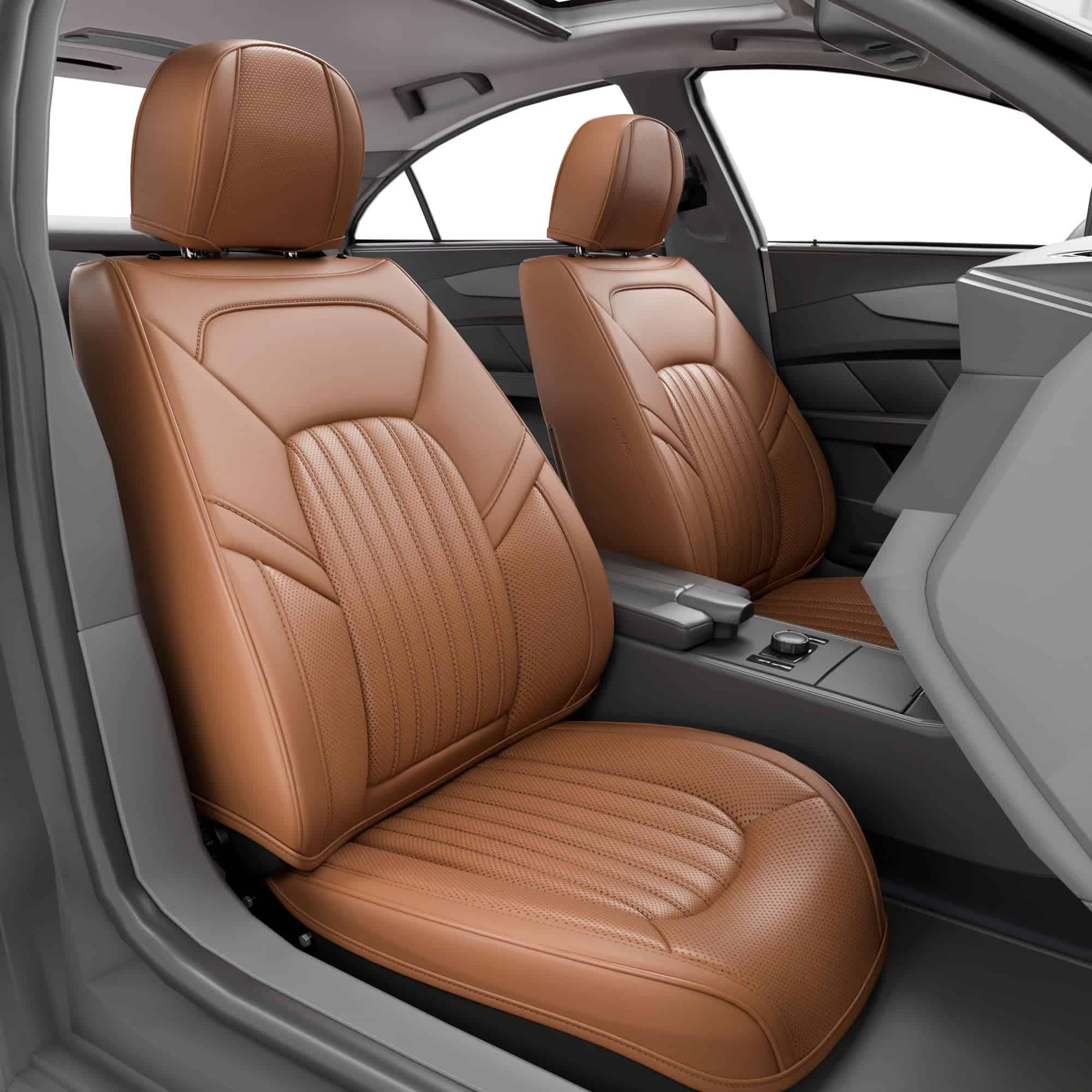 FEELON 2 Piezas ZC Fundas de Asiento Delantero -Cocoa Brown