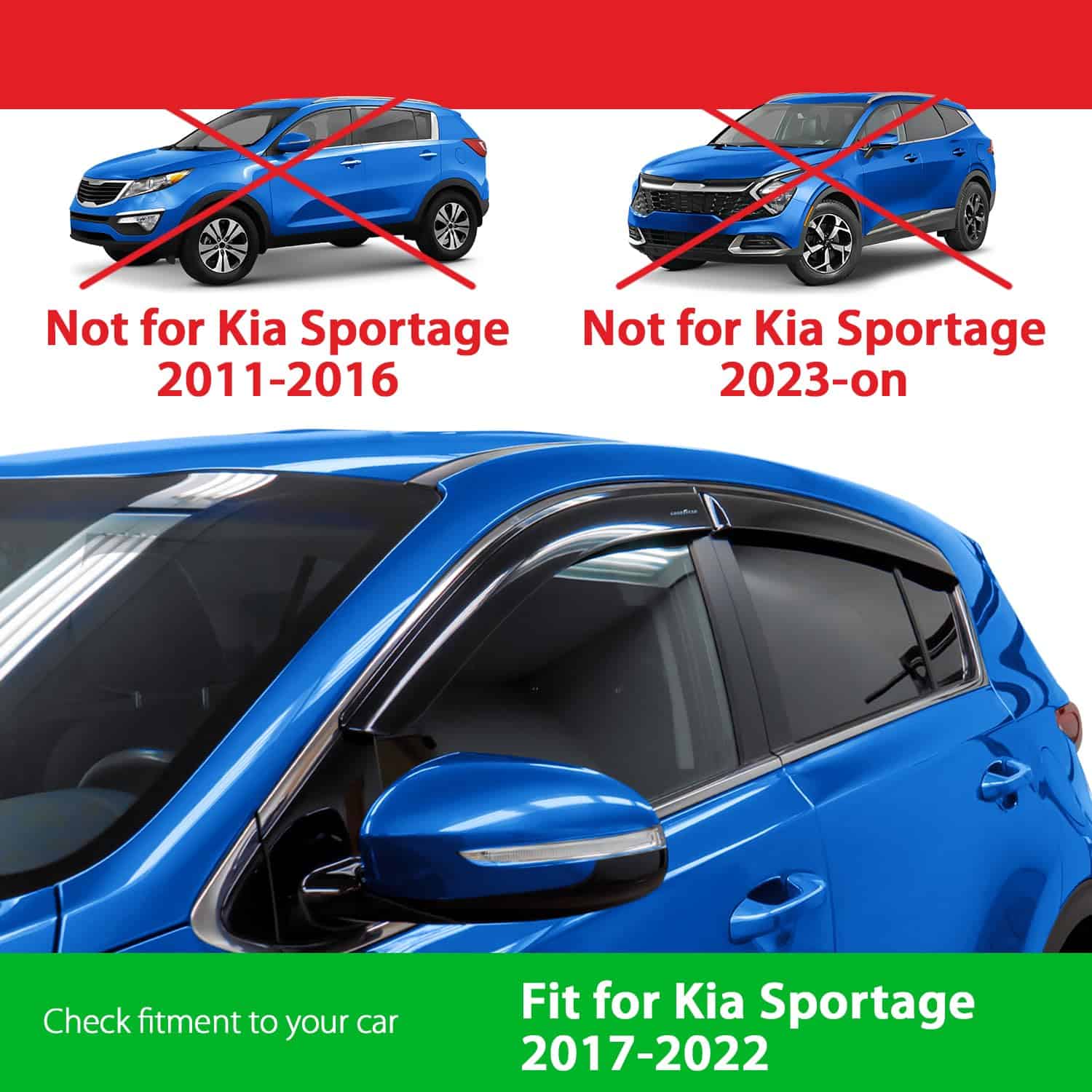 Deflectores de ventanas irrompibles de Goodyear para Kia - Imagen 4