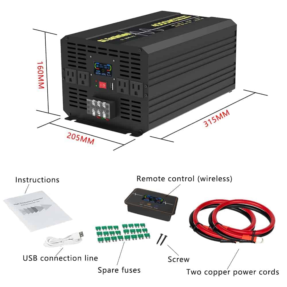 Inversor de Corriente de Onda Senoidal Pura -Negro - Imagen 8