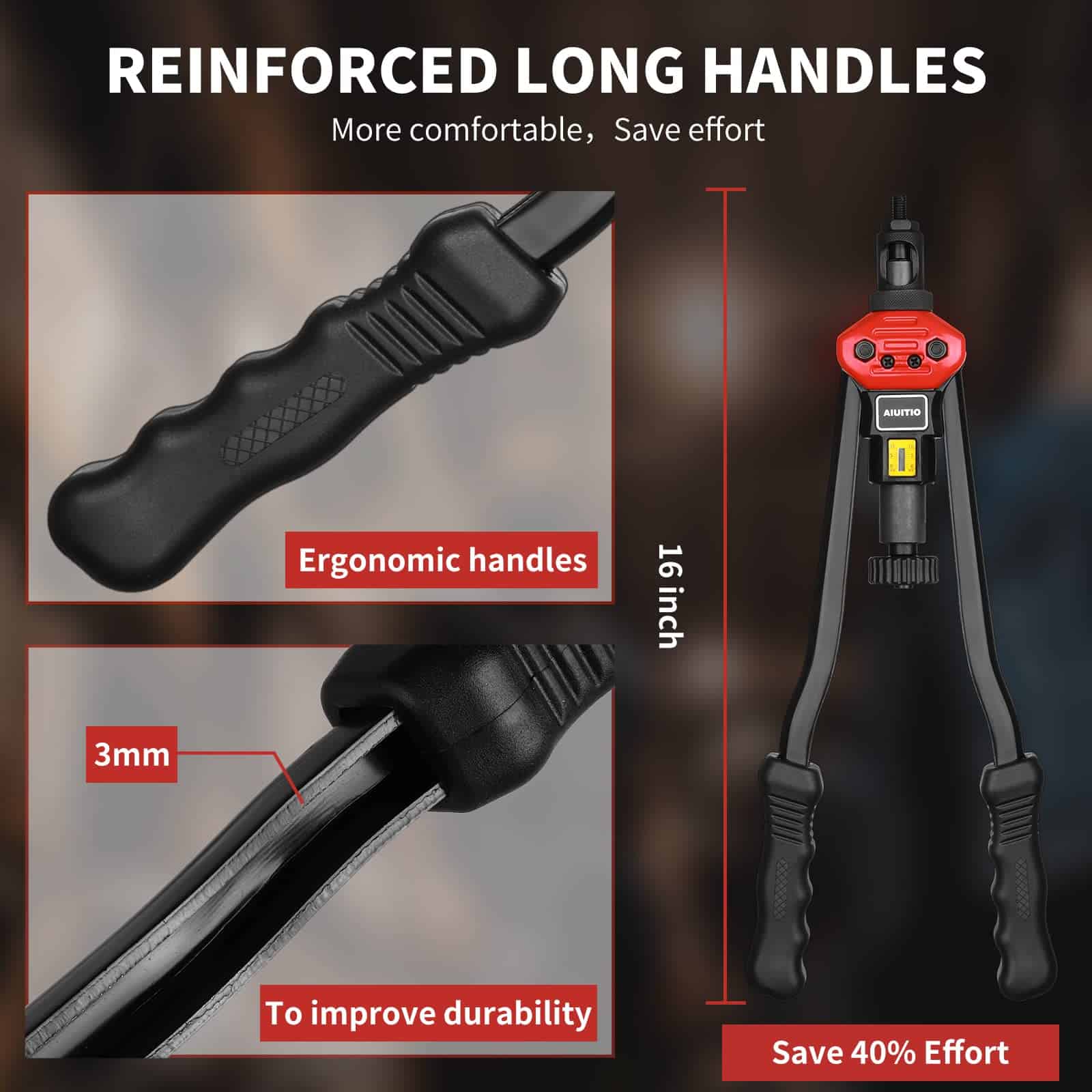 AIUITIO 16" Herramienta de Tuercas de Remache, Kit de - Imagen 5