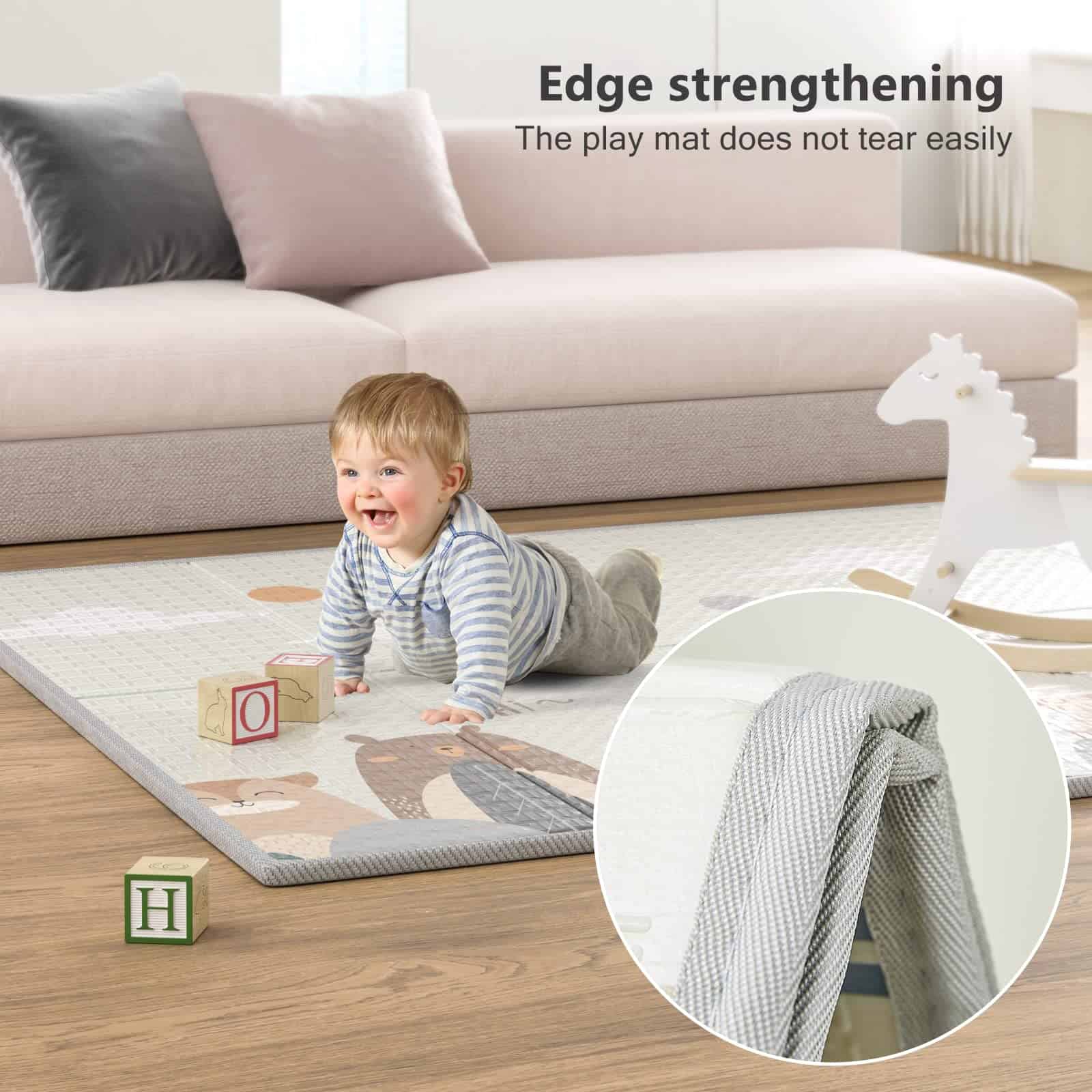 Tapete de juego plegable para bebé UANLAUO, extra grande, - Imagen 5