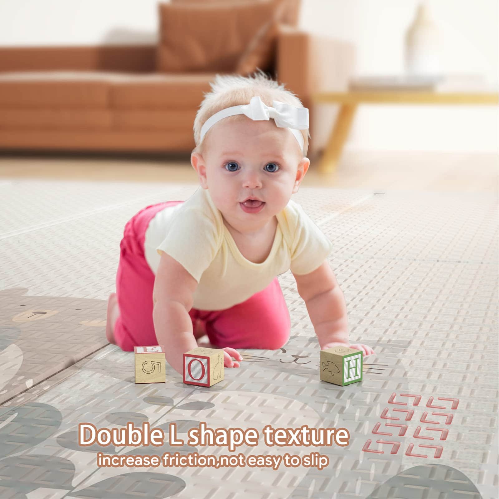 Tapete de juego plegable para bebé UANLAUO, extra grande, - Imagen 7