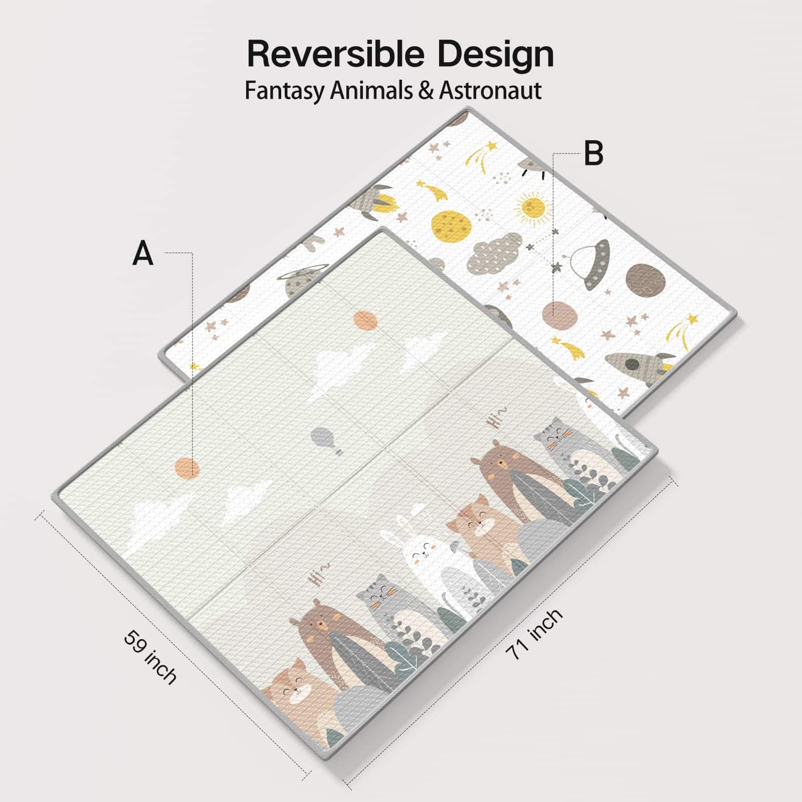 Tapete de juego plegable para bebé UANLAUO, extra grande, - Imagen 3