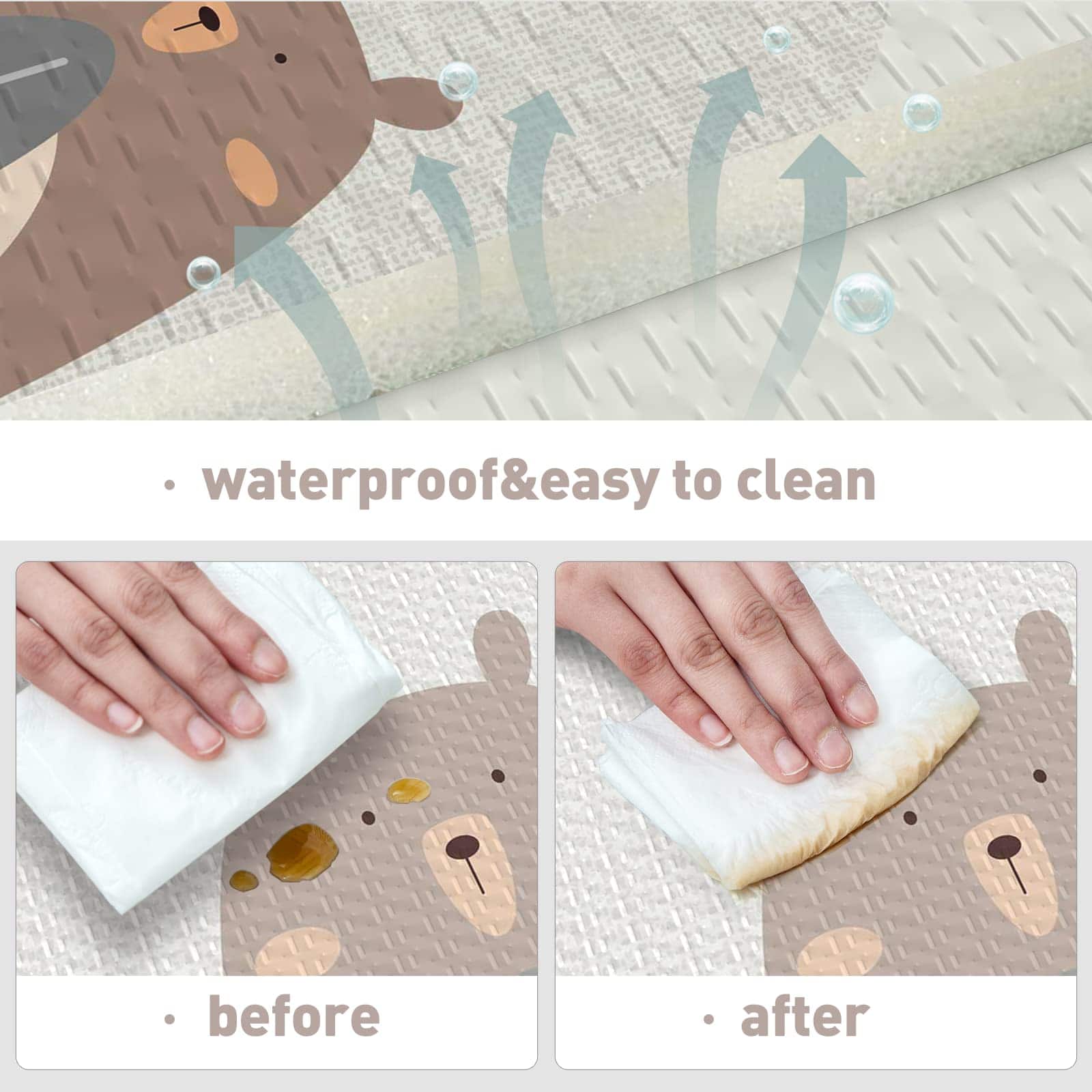 Tapete de juego plegable para bebé UANLAUO, extra grande, - Imagen 6