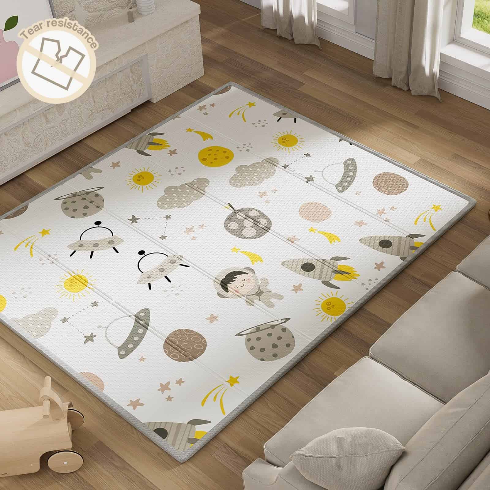 Tapete de juego plegable para bebé UANLAUO, extra grande,