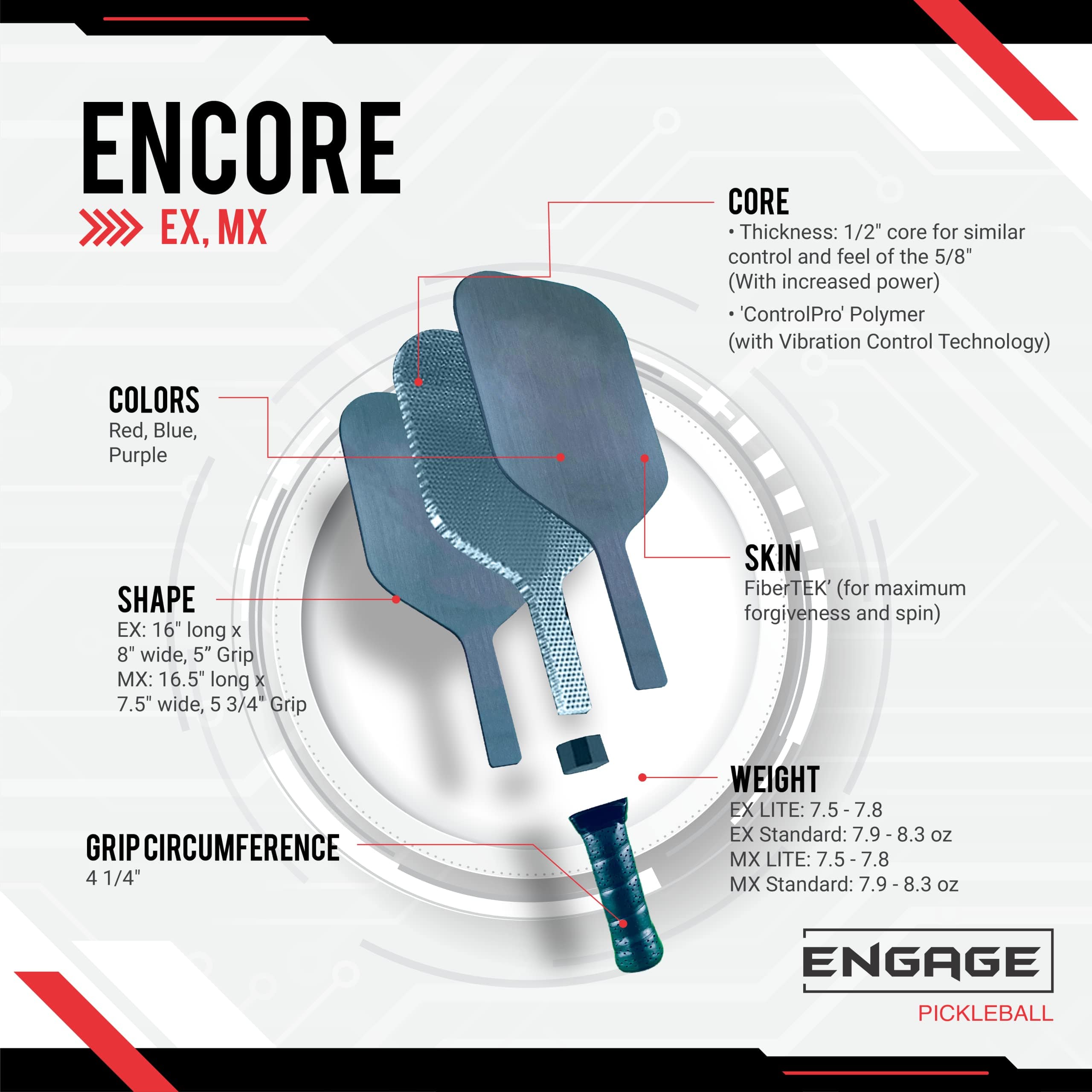 Pala de pickleball Engage Encore MX - Palas de pickleball - Imagen 4