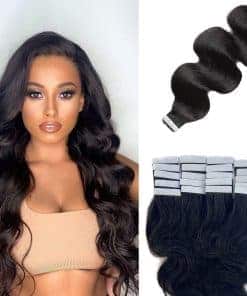 Extensiones de Cabello en Cinta Ondulado Pelo Humano Negro