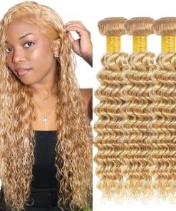 Mechones de cabello humano de onda profunda rubia de