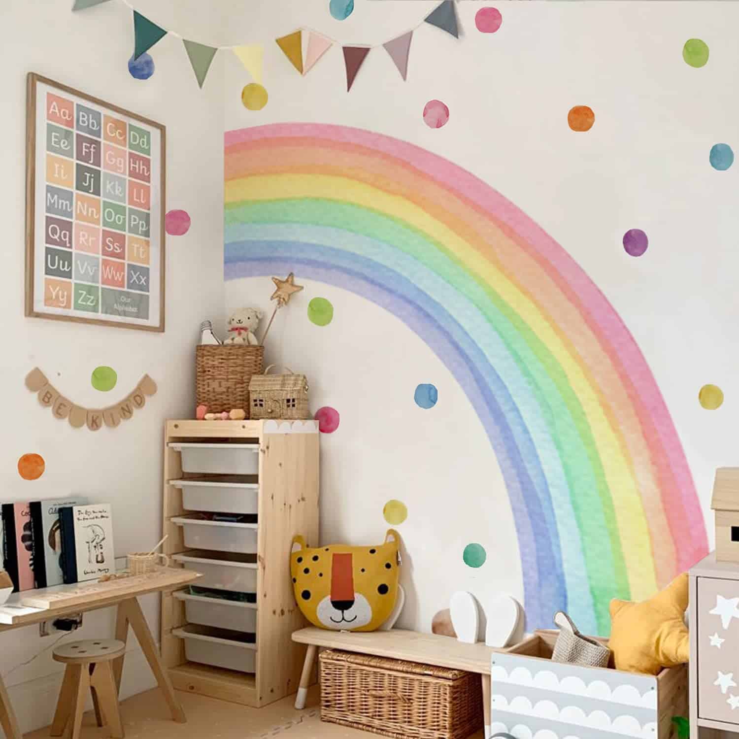 funlife Fabric Large Rainbow Wall Decals Peel and Stick -