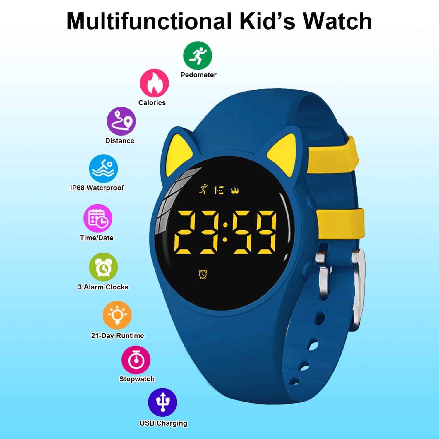 HUYVMAY Reloj Fitness para Niños Pedometro Sin Aplicación, - Imagen 3