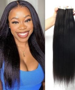 Extensiones de cabello negro Yaki Straight Tape in para