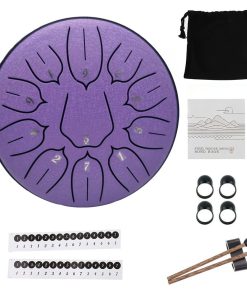 Yahpetes Steel Tongue Drum - 6 Pulgadas, 11 Notas, Morado