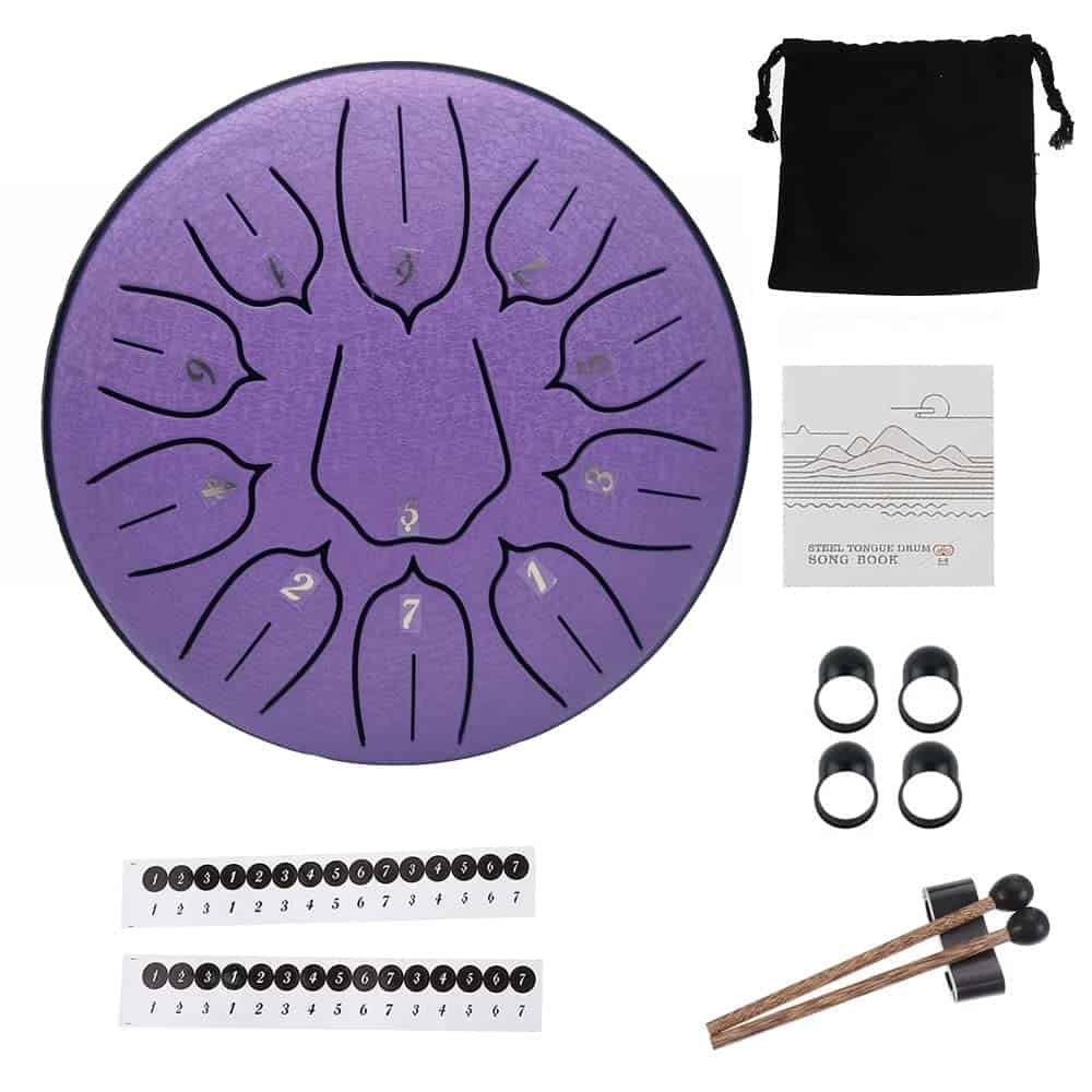 Yahpetes Steel Tongue Drum - 6 Pulgadas, 11 Notas, Morado
