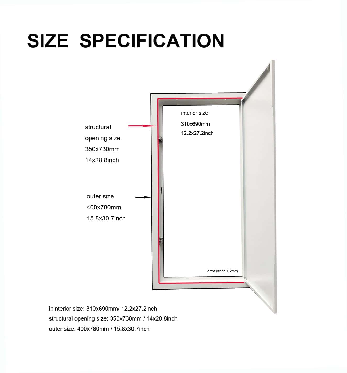 Panel de acceso metálico de 1,2 mm de grosor Fengze 14" x - Imagen 6