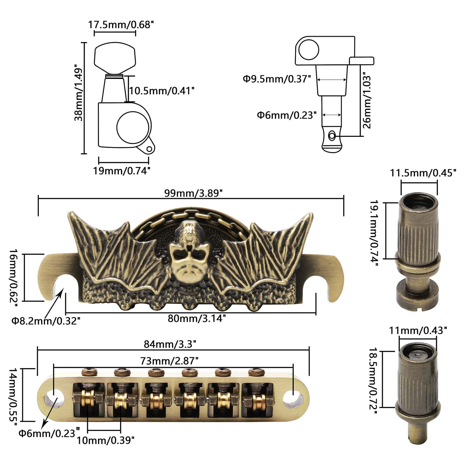 Set de Piezas para Guitarra Eléctrica Swhmc Puente de Silla - Imagen 3