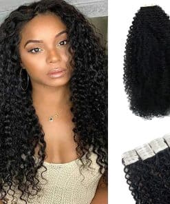 Extensiones de Cabello Rizado en Cinta para Mujeres Negras,