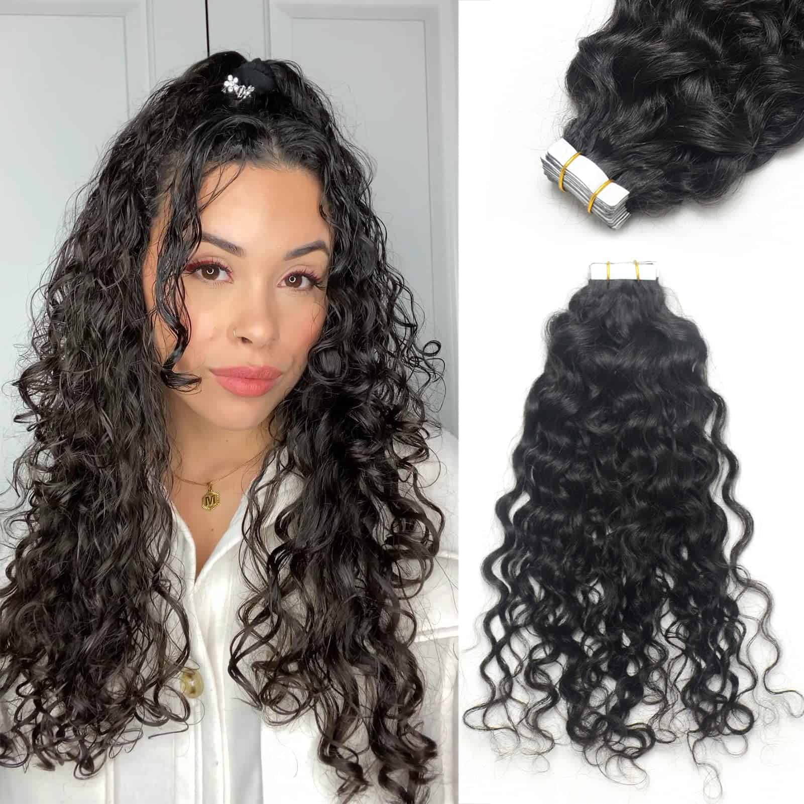 Extensiones de Cabello en Cinta Ondulado Rizo Natural