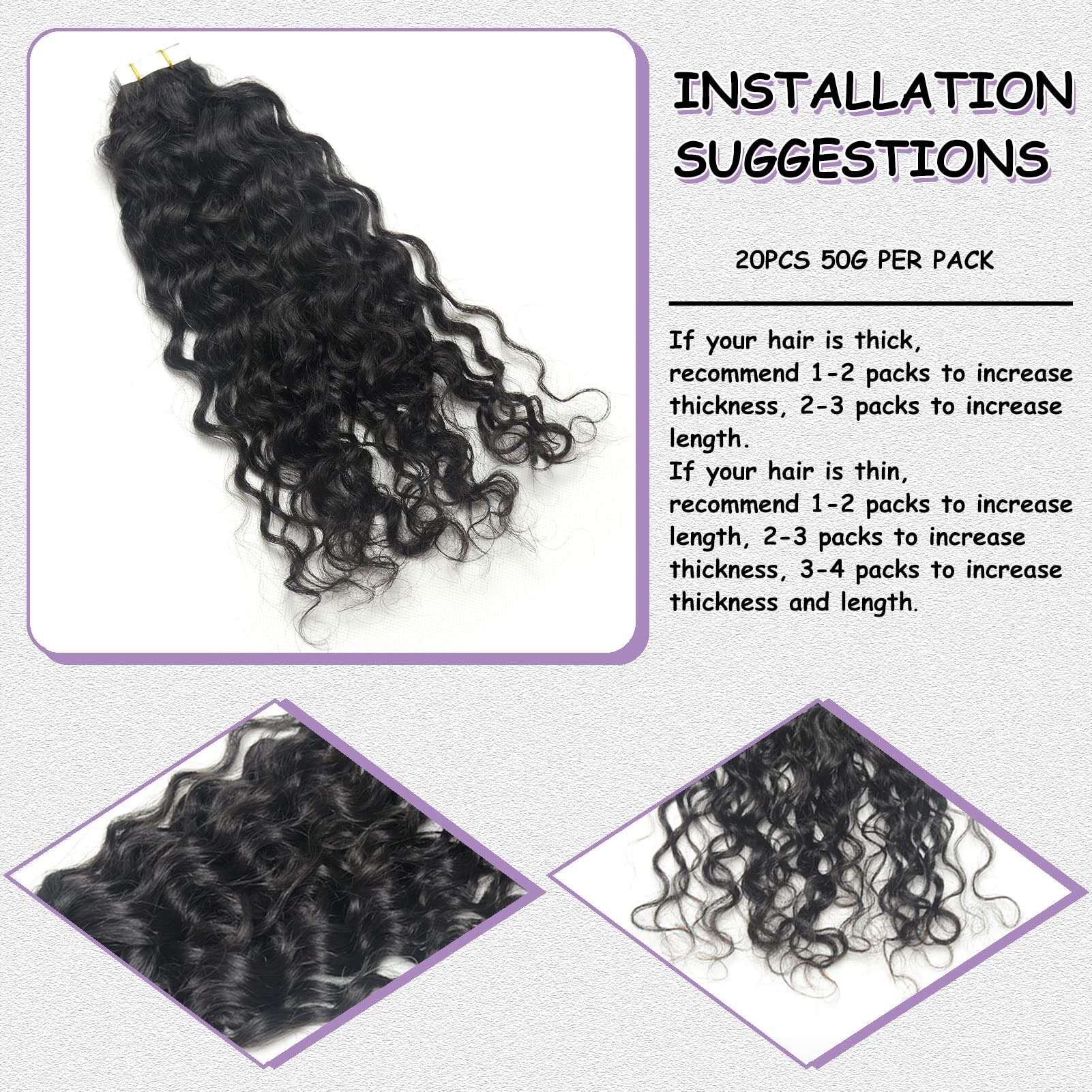 Extensiones de Cabello en Cinta Ondulado Rizo Natural - Imagen 5