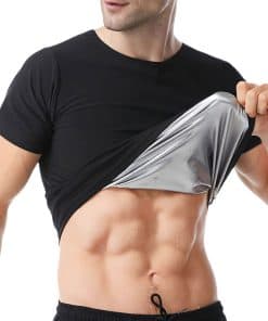 Playera de Sauna para Hombre de Manga -Negro-Plata Interno