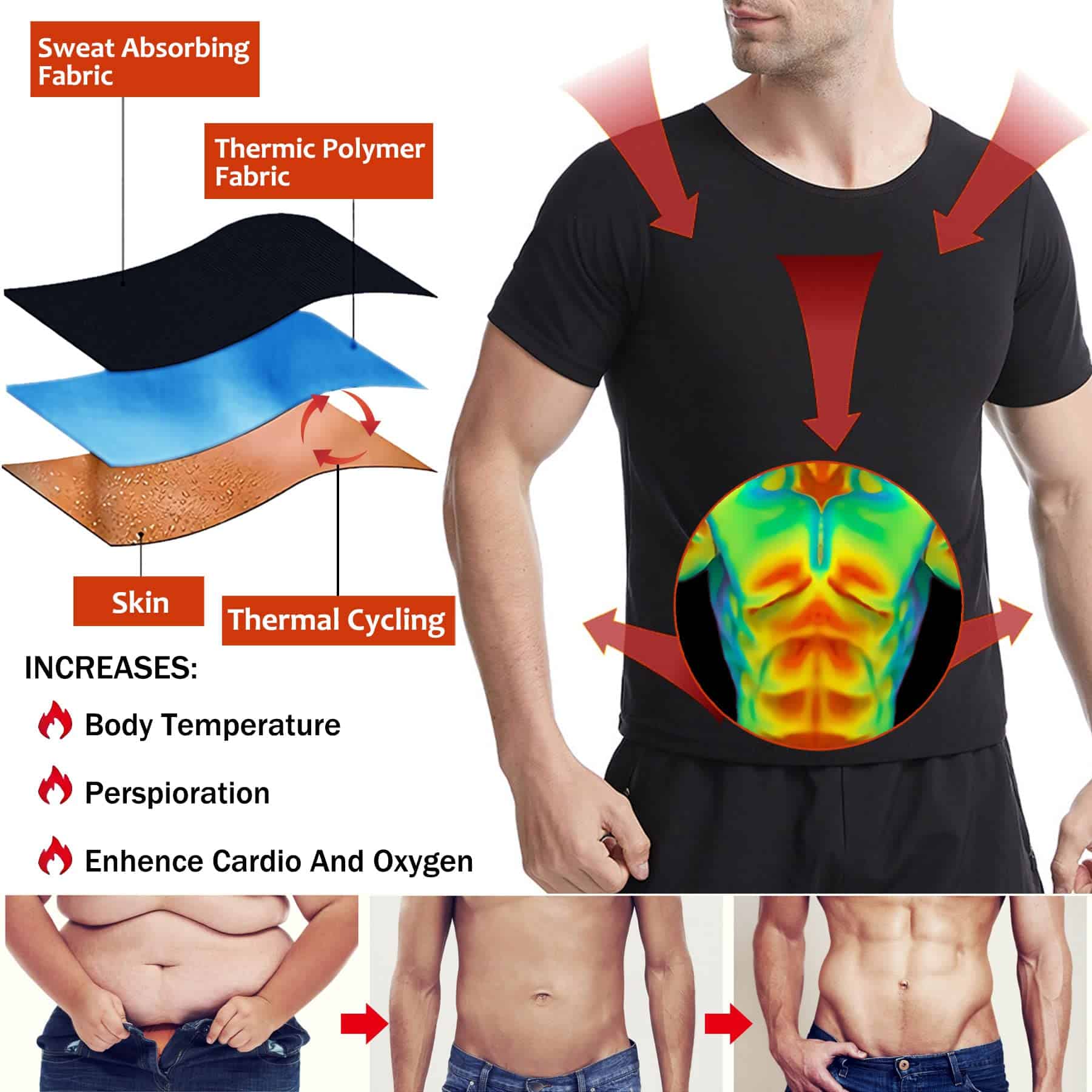 Camiseta Sauna para Hombres de Manga Corta Chaleco de - Imagen 5