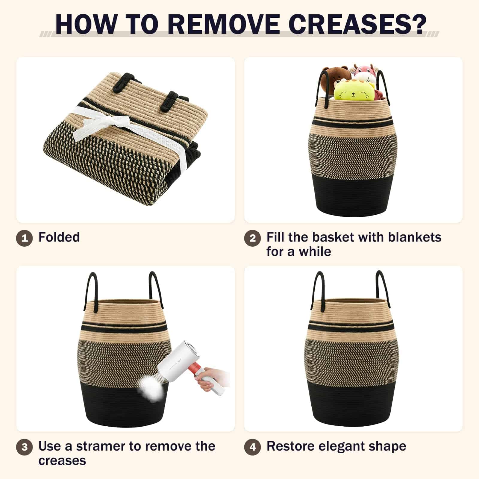 Canasta de lavandería grande y extra grande de 105L de - Imagen 8