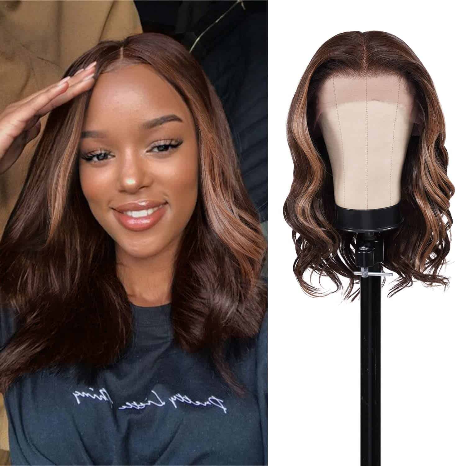 Pelucas de encaje frontal HD GLAM21USA -BALAYAGE MOCHA