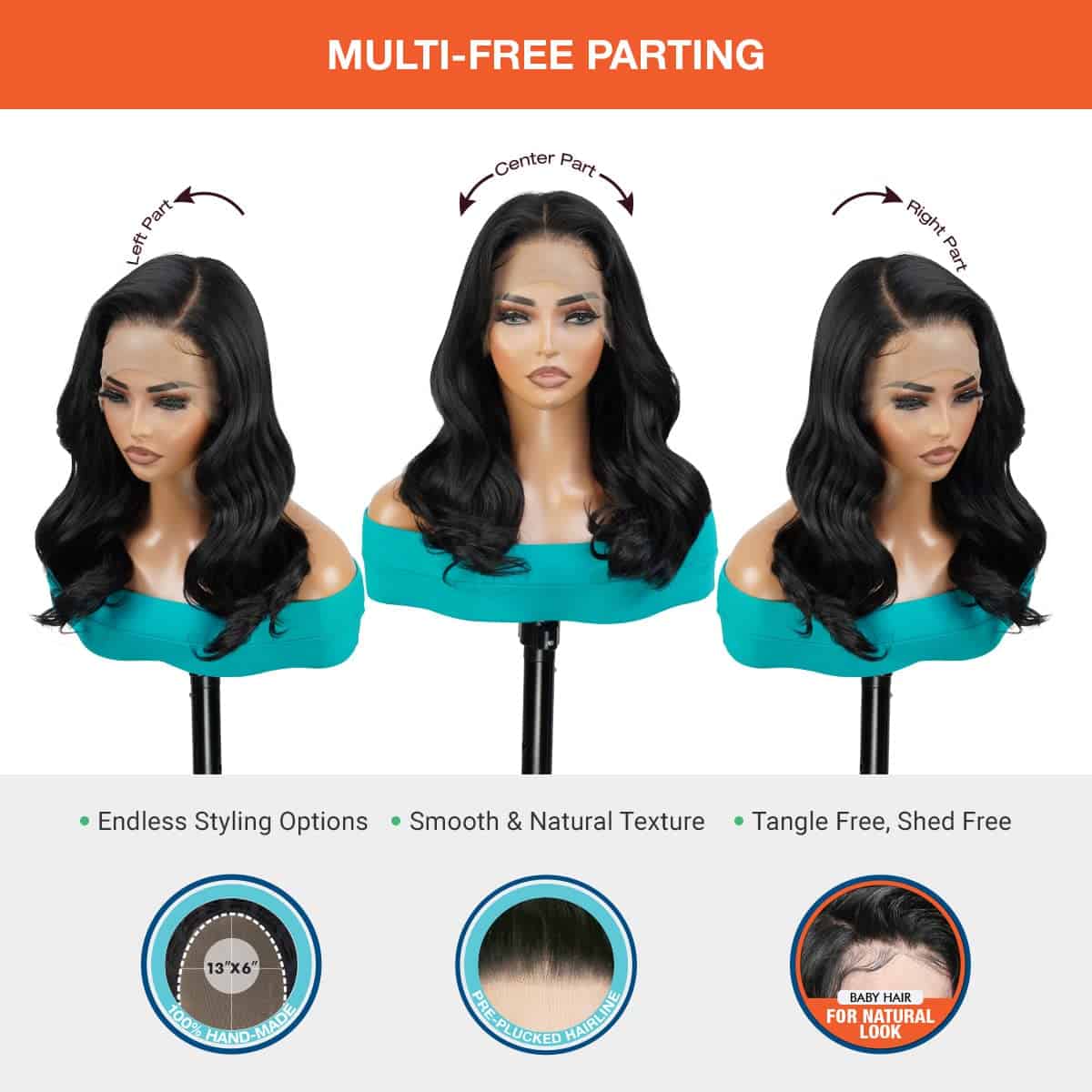 Peluca frontal de encaje HD GLAM21USA ondulado 13X6, sin - Imagen 7