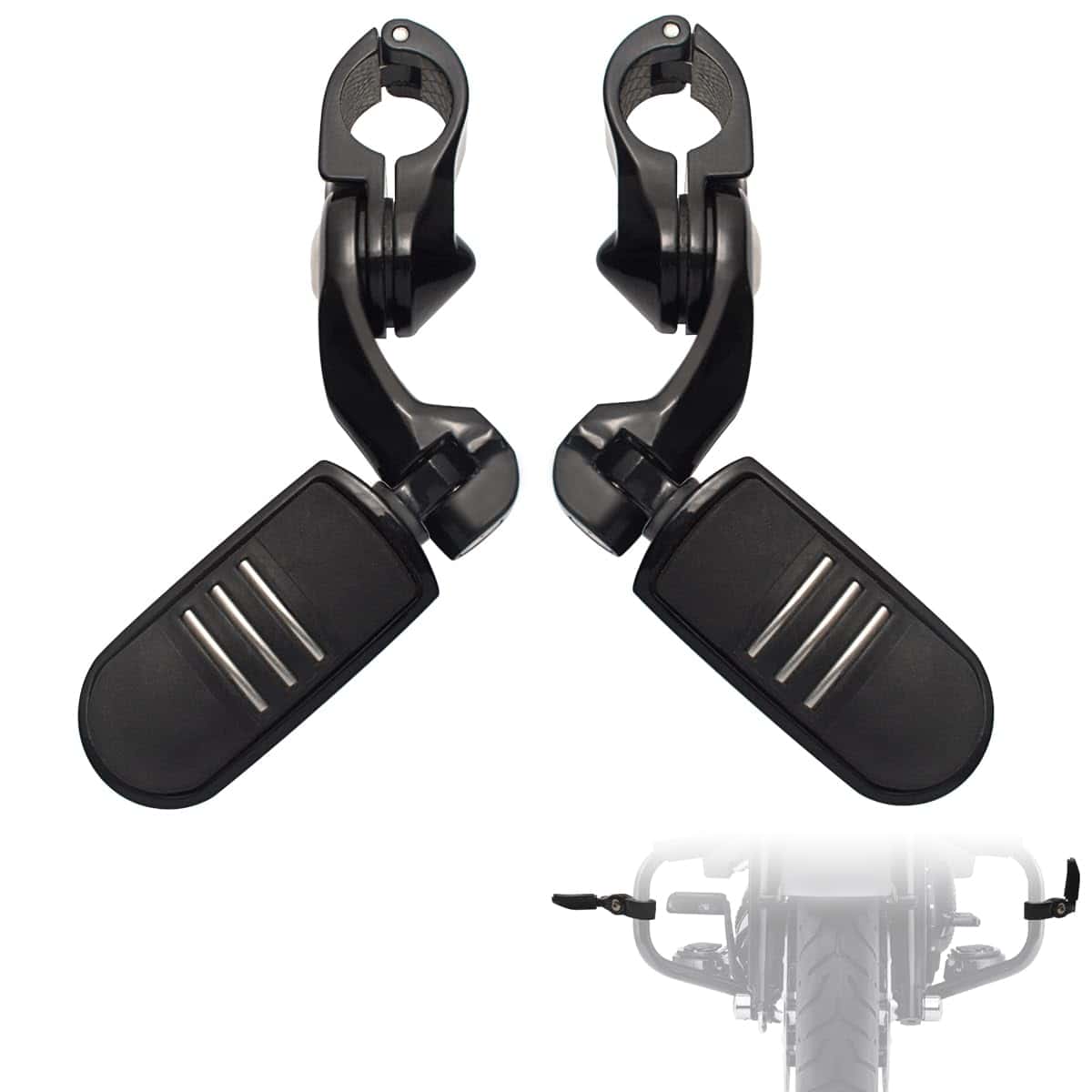 FOVPLUE 1.25" Highway Footpegs, Short -Negro