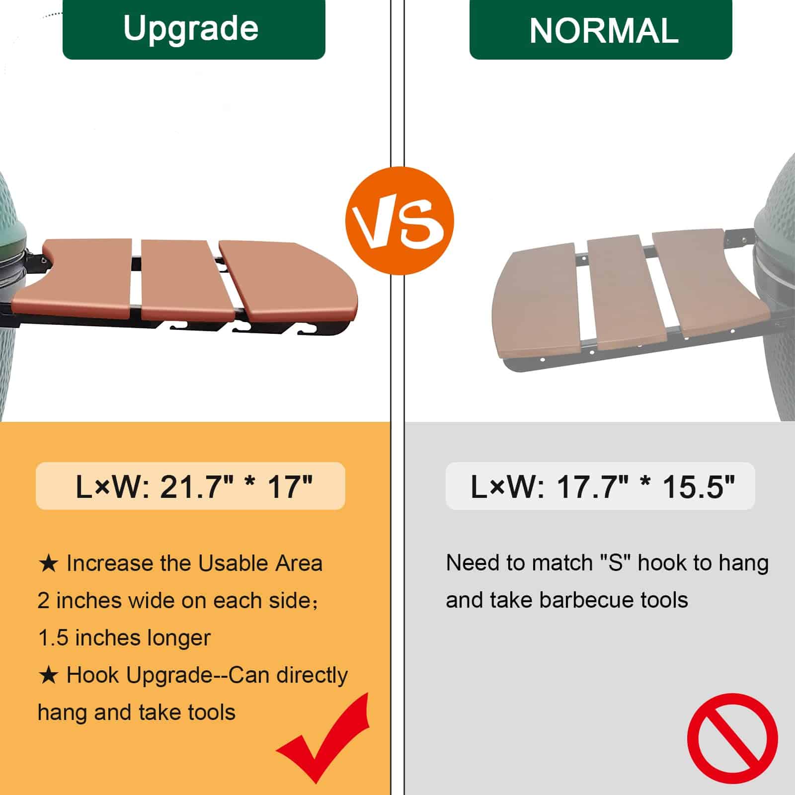 Tablas Laterales Quantfire Upgrade Plus Big Green Egg - Imagen 5