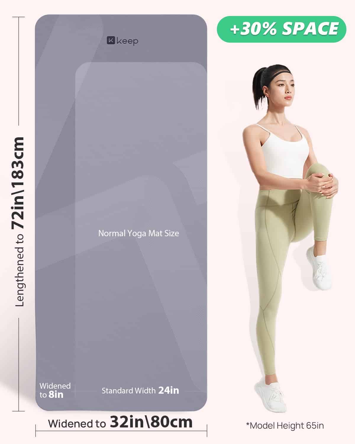 Tapete de Yoga Grande Antideslizante KEEP, -Morado - Imagen 7