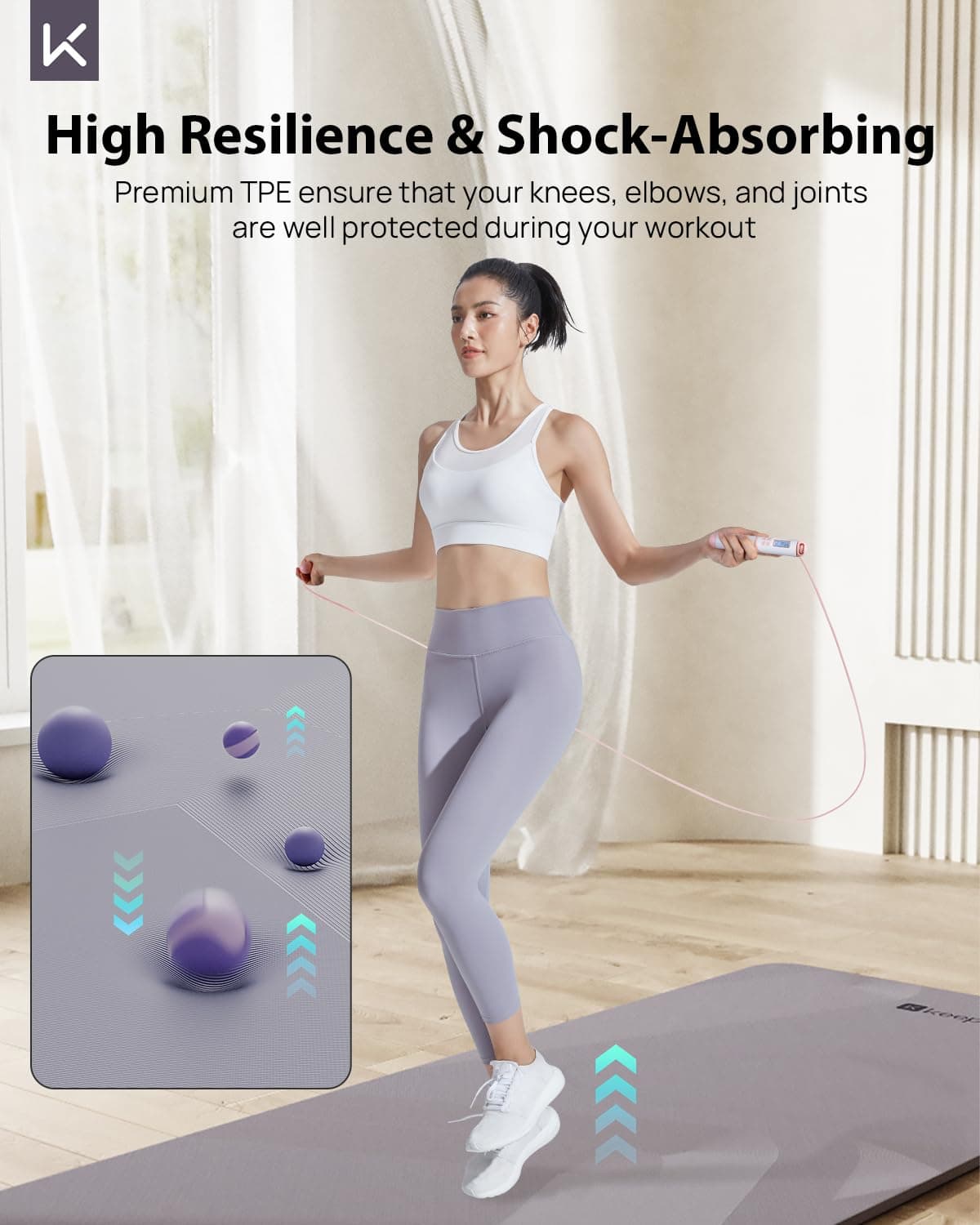 Tapete de Yoga Grande Antideslizante KEEP, -Morado - Imagen 6