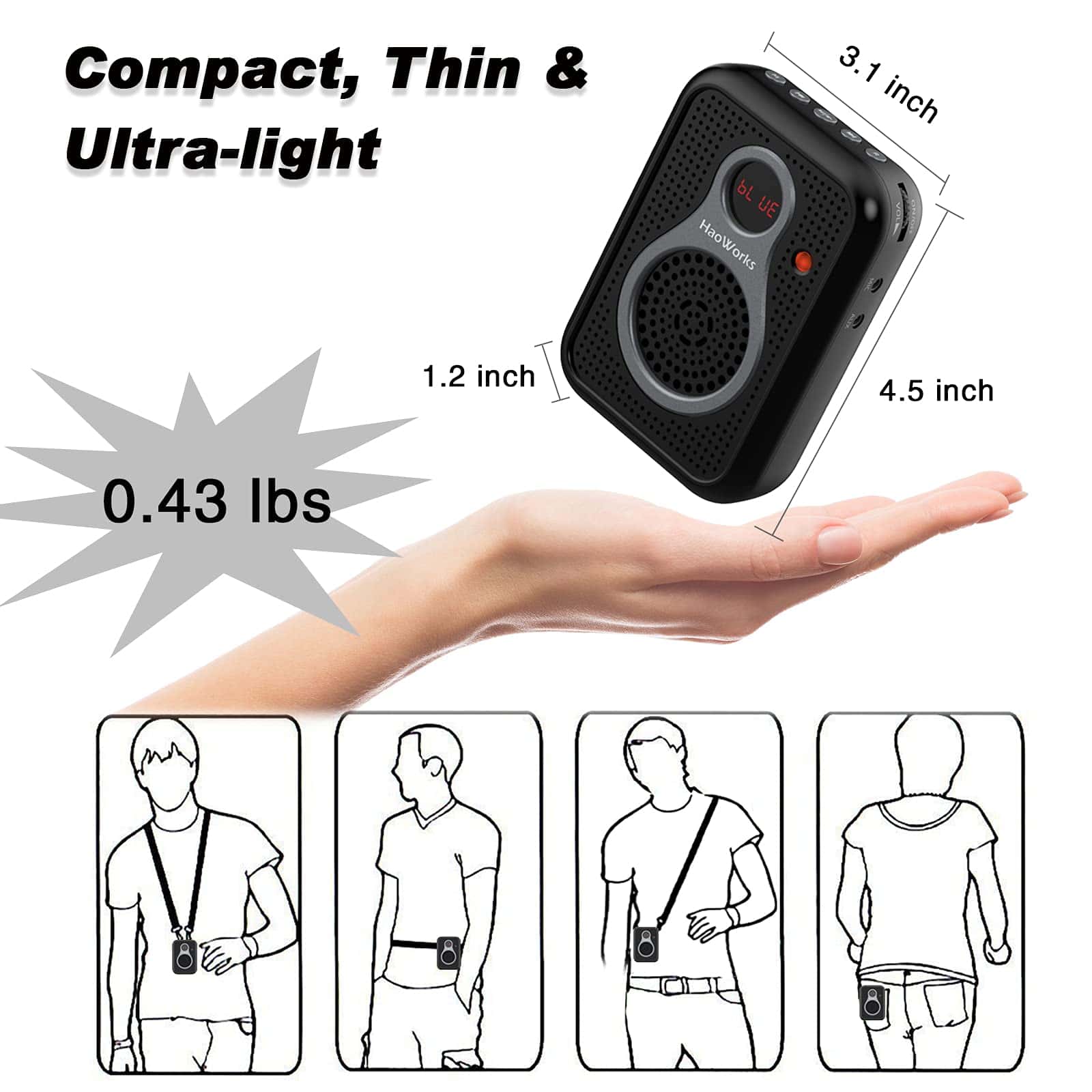 Amplificador de Voz Portátil Ligero Mini y Micrófono con - Imagen 7