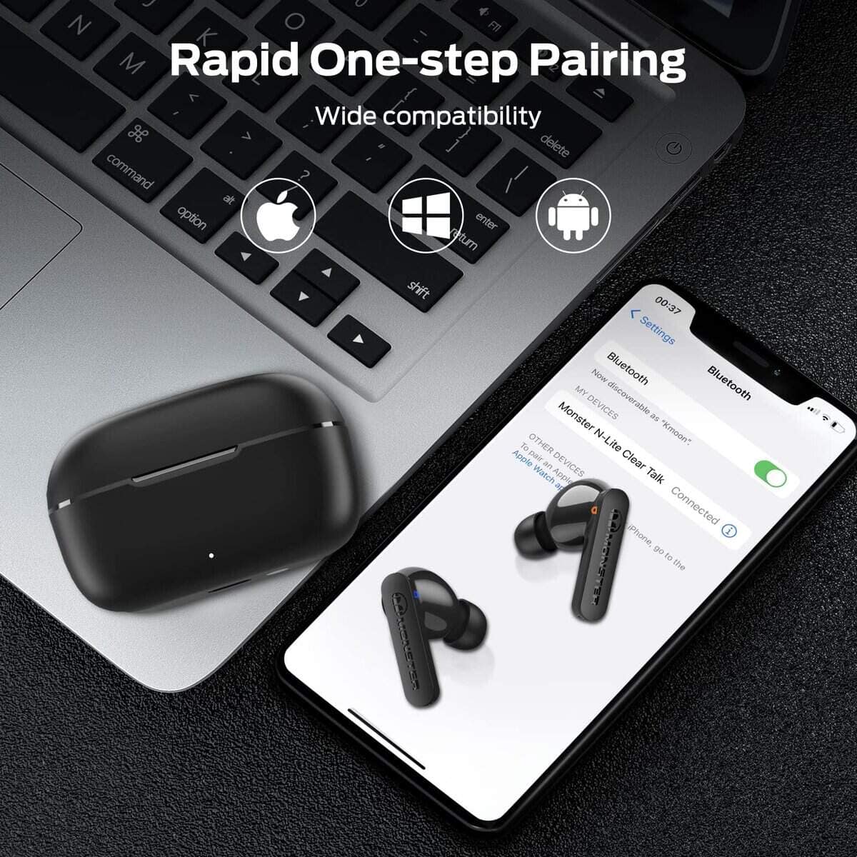 Audífonos inalámbricos Monster N-Lite Clear -Negro ceniza - Imagen 7