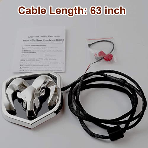 Emblema de parrilla iluminada para RAM 2009-18, Negro/Cromo - Imagen 5