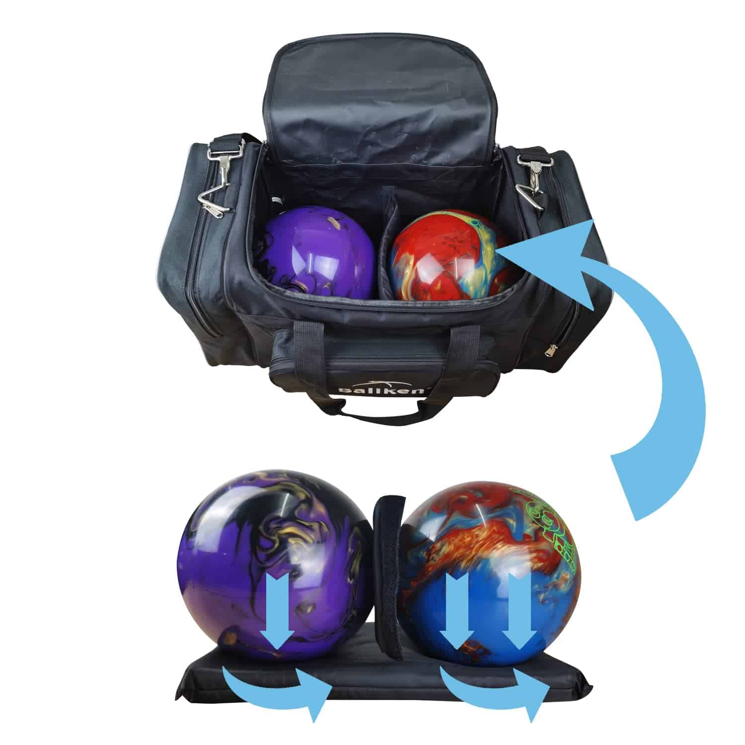 Bolso Doble para Dos Bolas de Bowling con Soporte Acolchado - Imagen 5