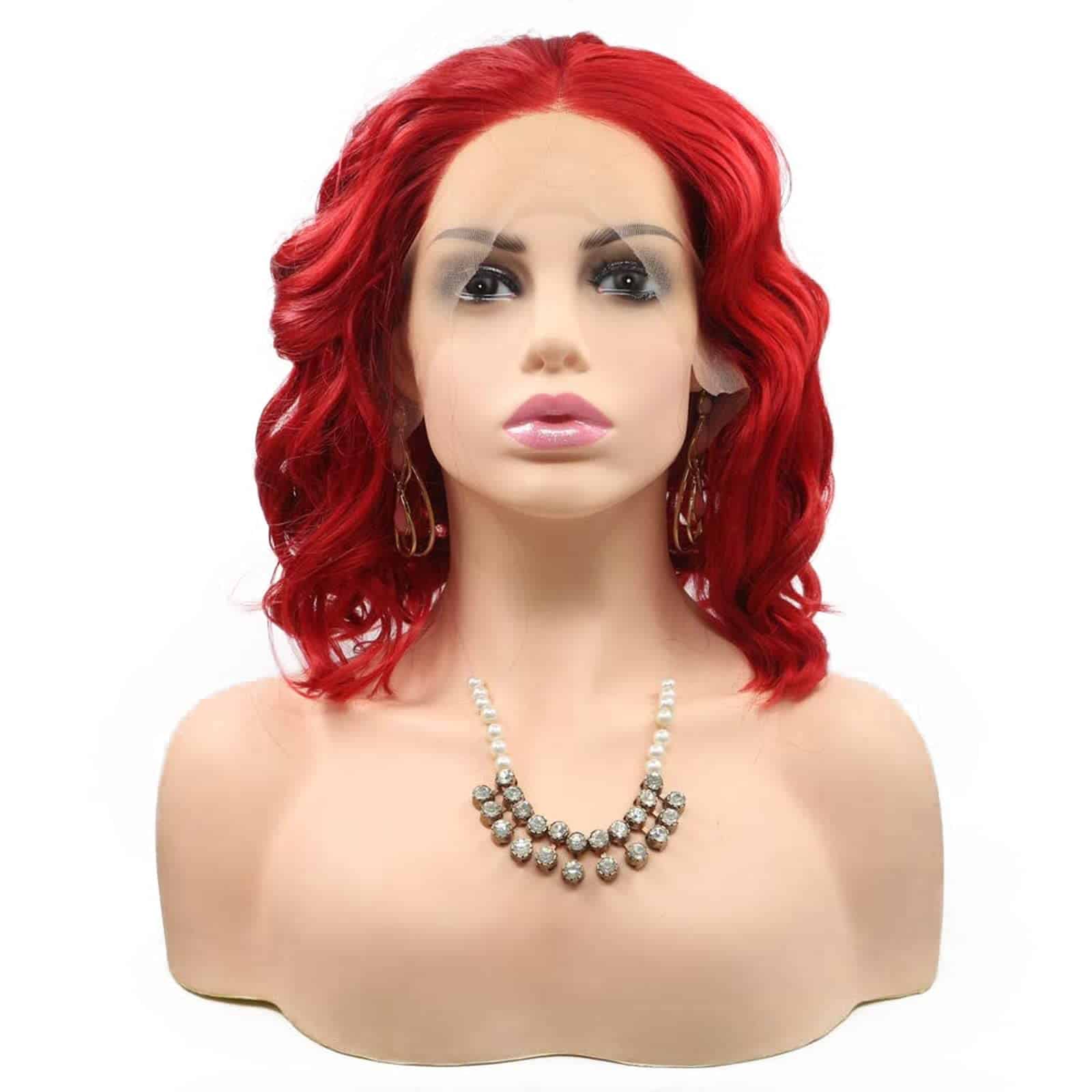 Pelucas Bob Rojas para Mujeres Negras Onduladas de Encaje - Imagen 3