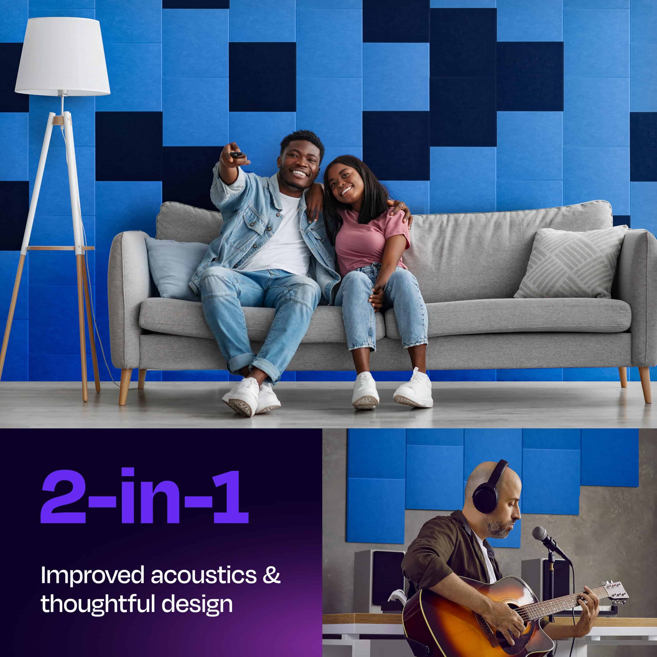 Paneles Acústicos Ekkogo 12-Pack - 12"X12"X0.4" - Absorción - Imagen 3