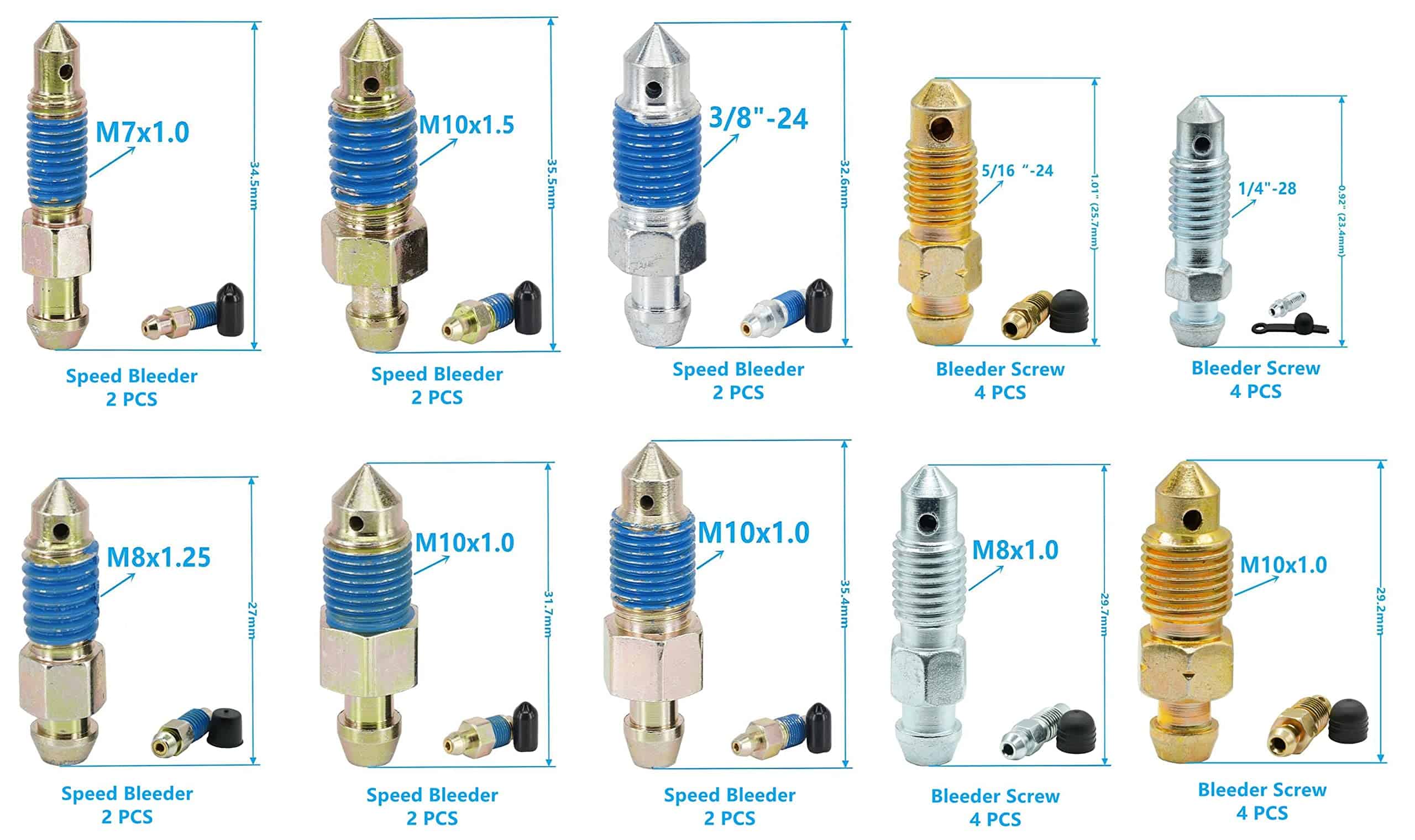 Kit de purgadores de frenos de velocidad de 6 tamaños, 12 - Imagen 3