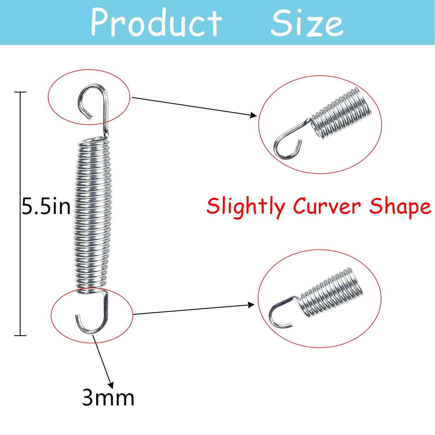 24 Pcs Resortes de Repuesto para Trampolín + 24 Pcs Hebilla - Imagen 3