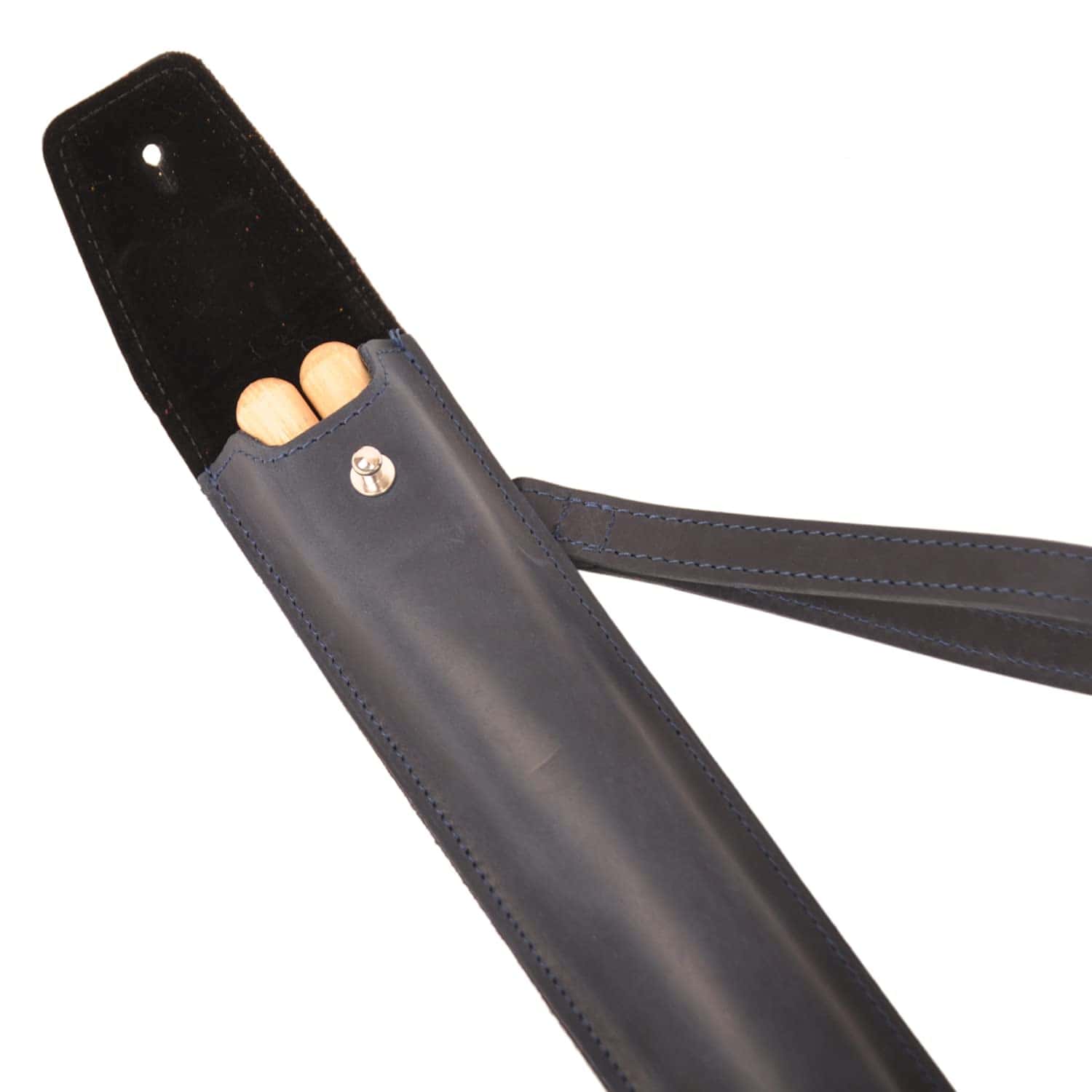 Bolsa de palillos de tambor de cuero genuino con cierre de - Imagen 4