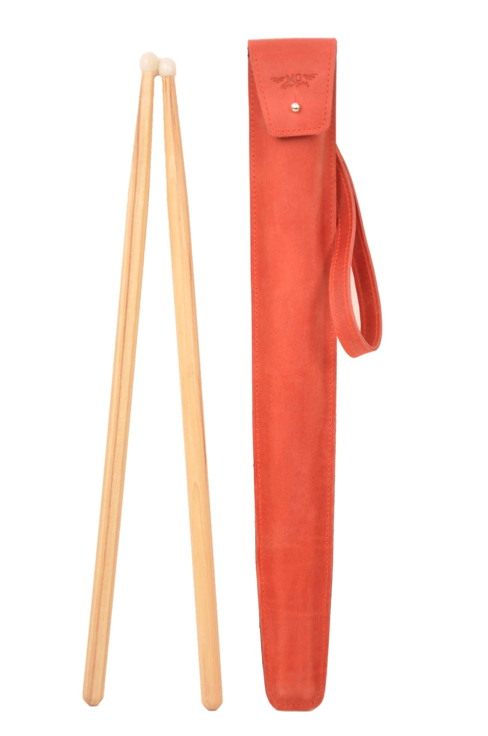 Bolsa de baquetas de cuero genuino con cierre de botón,