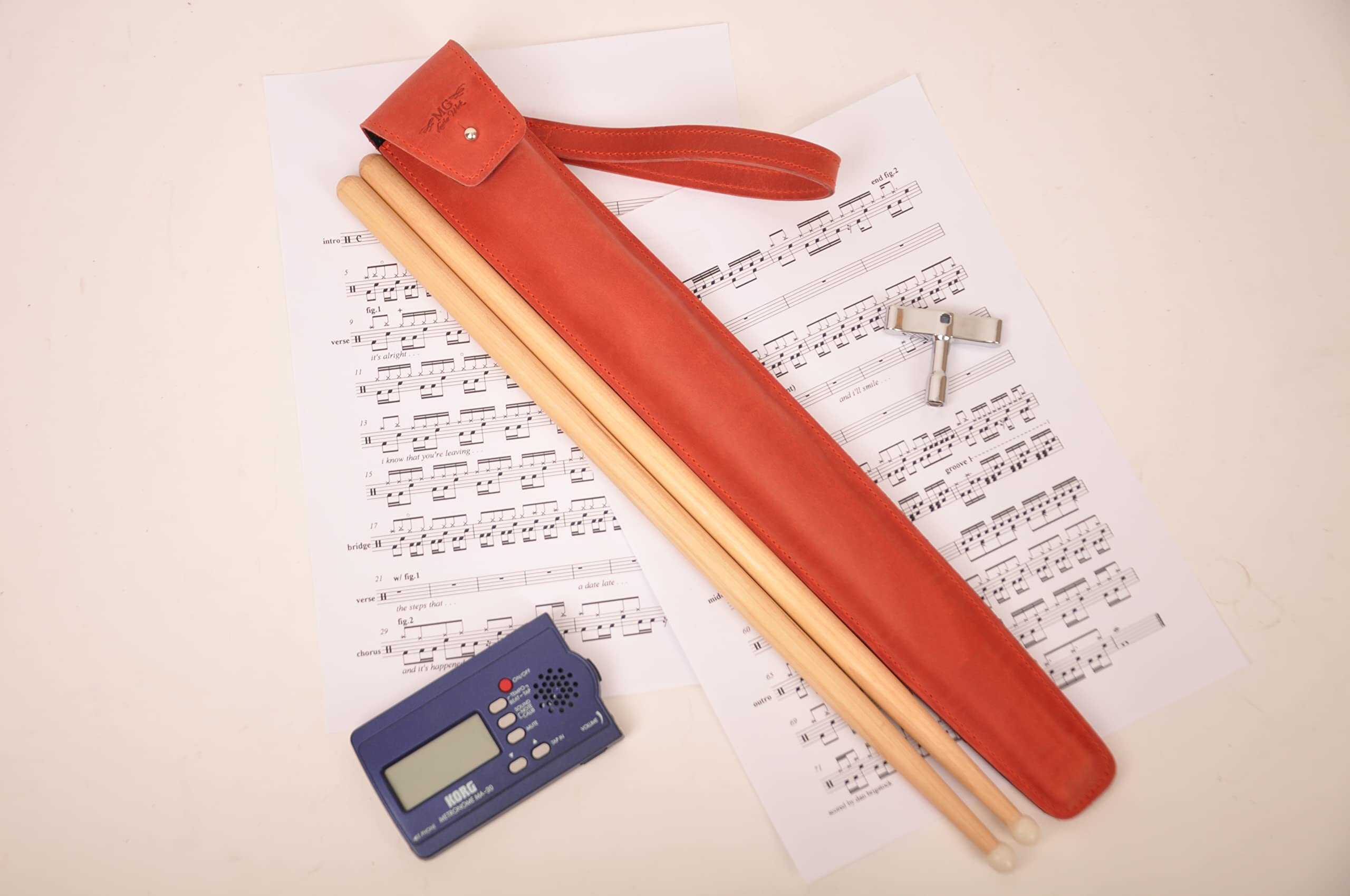 Bolsa de baquetas de cuero genuino con cierre de botón, - Imagen 3